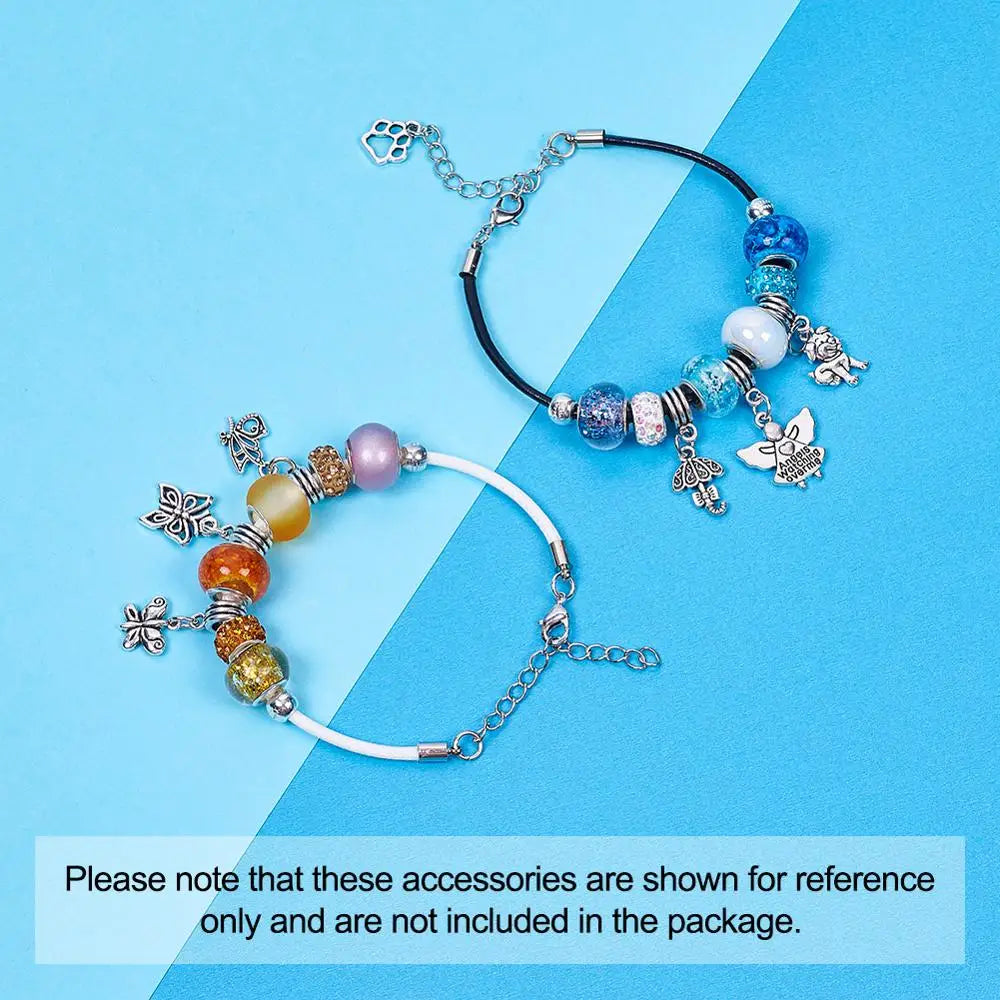 100pcs European Lampwork Large Hole Beads & Glass Rondelle Mix