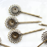 100pcs Bronze Hairpin 12mm Bezel Cup 20mm Filigree Components