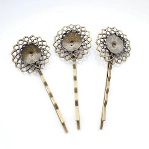 100pcs Bronze Hairpin 12mm Bezel Cup 20mm Filigree Components