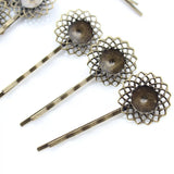 100pcs Bronze Hairpin 12mm Bezel Cup 20mm Filigree Components