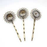 100pcs Bronze Hairpin 12mm Bezel Cup 20mm Filigree Components
