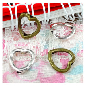 100pcs Love Heart Beads Charm Antique Silver Plated Jewelry Making Accessories