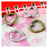 100pcs Love Heart Beads Charm Antique Silver Plated Jewelry Making Accessories