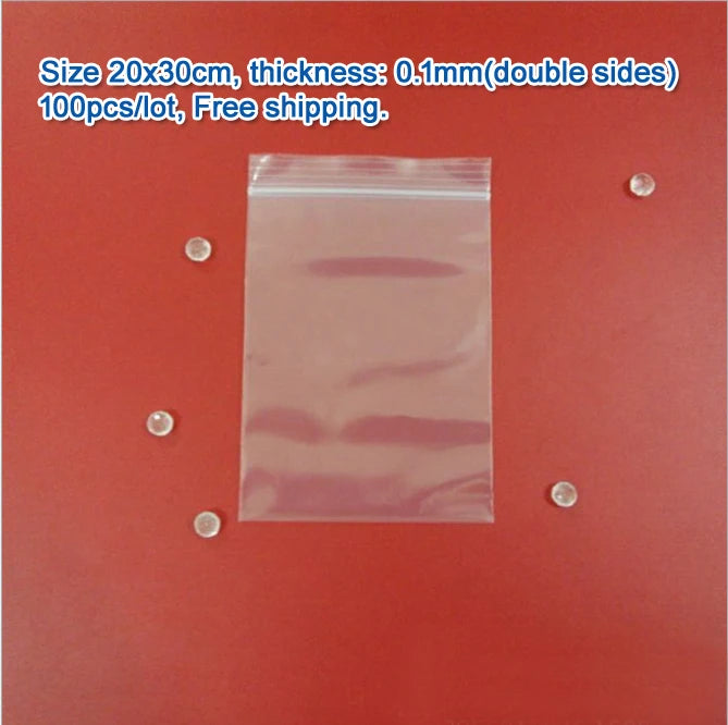 100pcs 20*30cm Transparent PE Zip Lock Bags, 0.1mm Thickness