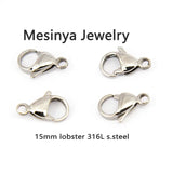 100pcs 15mm Stainless Steel Lobster Clasps - Jewelry Accessories