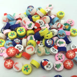 100pcs Christmas Pattern Beads 10mm Polymer Clay Spacer Loose Beads