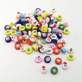 100pcs Christmas Pattern Beads 10mm Polymer Clay Spacer Loose Beads