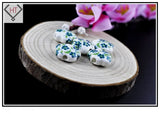 100pcs 15mm Green Plum Blossom Ceramic Beads DIY Craft Bracelet Necklace