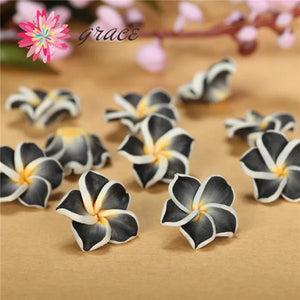 100pcs 15mm Polymer Clay Frangipani Plumeria Flower Beads DIY Earring Bracelet