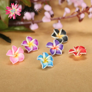 100pcs 15mm Polymer Clay Frangipani Plumeria Flower Beads DIY Earring Bracelet