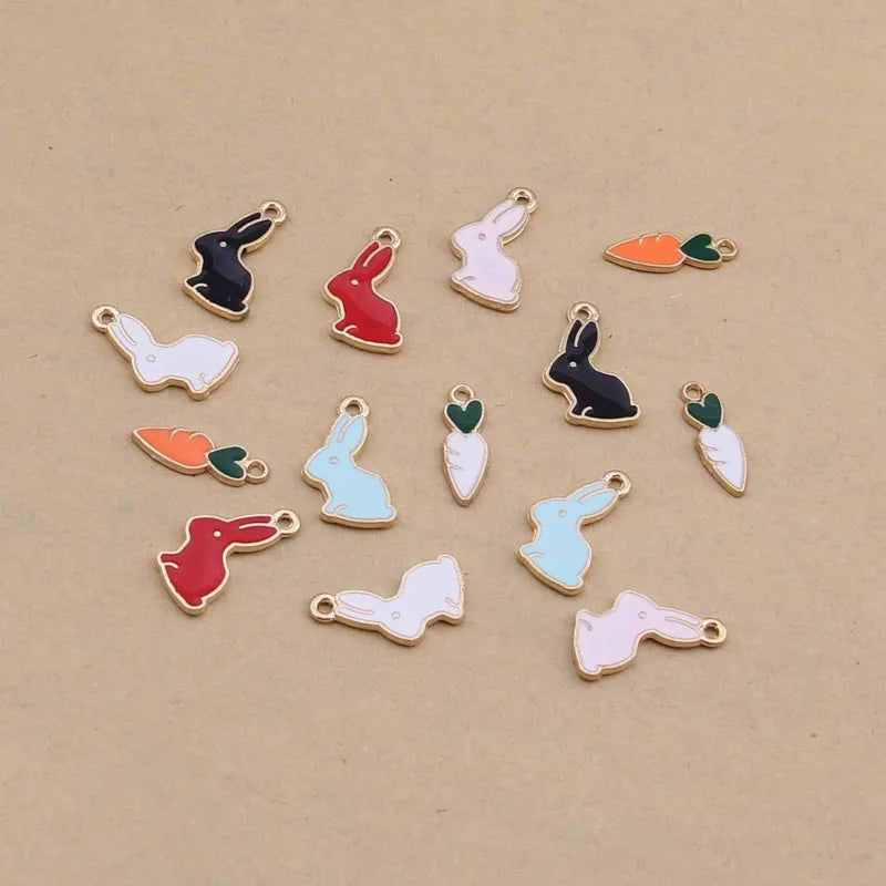 100pcs Enamel Carrot Rabbit Pendant DIY Choker Necklace&Bracelet