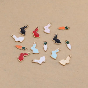 100pcs Enamel Carrot Rabbit Pendant DIY Choker Necklace&Bracelet