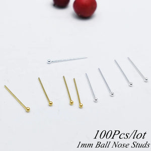 100pcs 1mm 925 Sterling Silver Mini Ball Nose Studs Tiny Nose pin