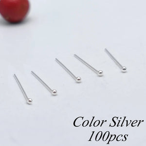 100pcs 1mm 925 Sterling Silver Mini Ball Nose Studs Tiny Nose pin