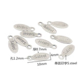 100pcs 316L Stainless Steel Engraved Oval Charm Pendant DIY Jewelry Findings