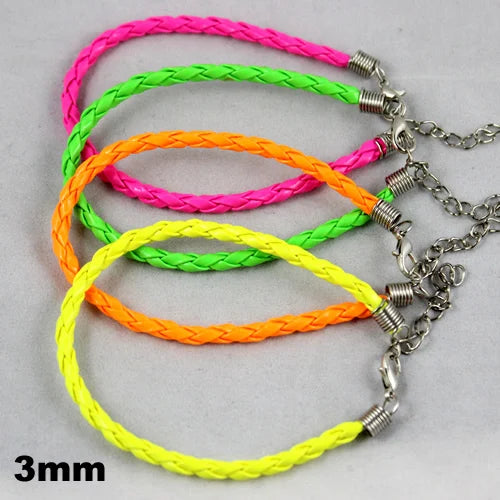 100pcs Mixed Adjustable Braided PU Leather Rope Bracelet Cord DIY Jewelry Making