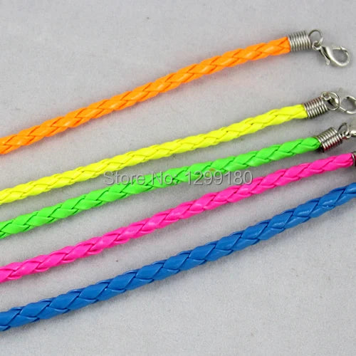 100pcs Mixed Adjustable Braided PU Leather Rope Bracelet Cord DIY Jewelry Making