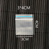 100pcs 3x4cm Thicken Small PE Ziplock Bag - Clear Plastic Pouches
