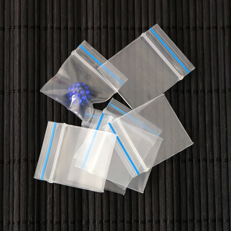 100pcs 3x4cm Thicken Small PE Ziplock Bag - Clear Plastic Pouches