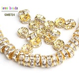 100pcs Metal Crystal Rhinestone Spacer Beads DIY Jewelry Multi-color Pick