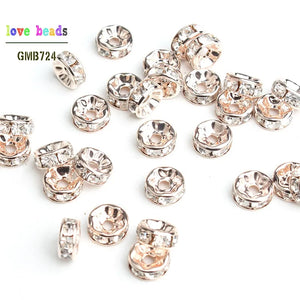 100pcs Metal Crystal Rhinestone Spacer Beads DIY Jewelry Multi-color Pick