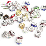 100pcs Metal Crystal Rhinestone Spacer Beads DIY Jewelry Multi-color Pick