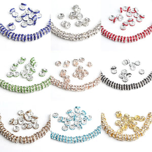100pcs Metal Crystal Rhinestone Spacer Beads DIY Jewelry Multi-color Pick