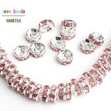 100pcs Metal Crystal Rhinestone Spacer Beads DIY Jewelry Multi-color Pick