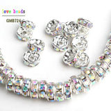 100pcs Metal Crystal Rhinestone Spacer Beads DIY Jewelry Multi-color Pick