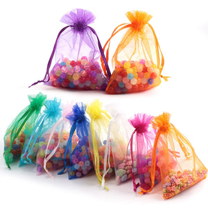 100pcs 5*7cm Organza Bag Christmas Wedding Jewelry Packing Display Bag 23 Colors