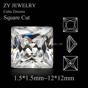 100pcs 5A CZ Stones Princess Cut Square Synthetic Gems CZ Stone For Jewelry