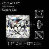100pcs 5A CZ Stones Princess Cut Square Synthetic Gems CZ Stone For Jewelry