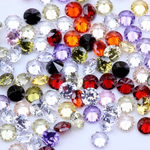 100pcs Multicolor CZ Stone 1mm-4mm Round Cut Loose Beads for Ring Jewelry