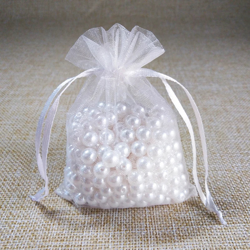 100pcs Organza Bags Wedding Party Drawstring Gift Bag Jewelry Packaging