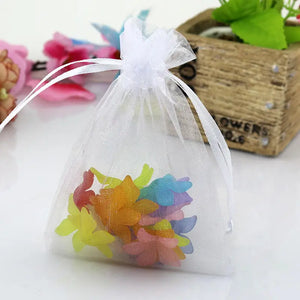 100pcs Organza Bags 5x7 7x9 9x12cm Drawstring Gift Pouches 20 Colors