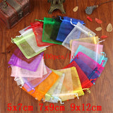 100pcs Organza Bags 5x7 7x9 9x12cm Drawstring Gift Pouches 20 Colors