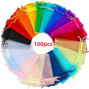 100pcs 5x7cm 7x9cm Organza Bags Jewelry Packaging Wedding Candy Pouches