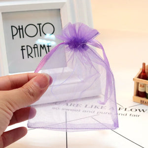 100pcs/lot 5x7cm Orchid Organza Bags Wedding Favor Earrings Gift Packaging