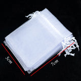 100pcs/lot 5x7cm Drawstring Organza Bags for Jewelry, Wedding Gift, Sachet