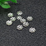 100pcs 6mm 925 Sterling Silver Flower Spacer Beads Caps for DIY Jewelry Making