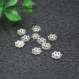 100pcs 6mm 925 Sterling Silver Flower Spacer Beads Caps for DIY Jewelry Making