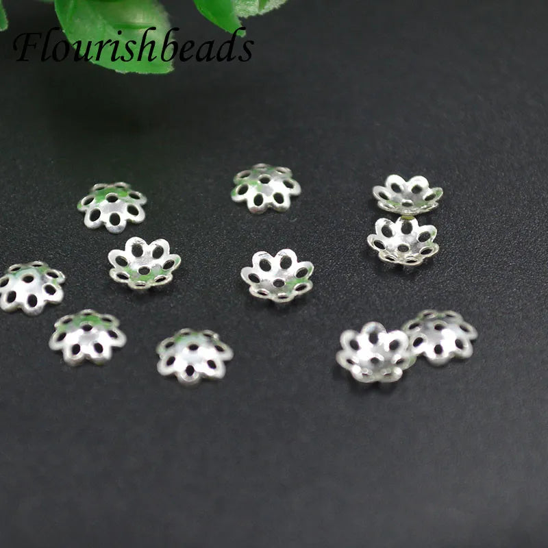 100pcs 6mm 925 Sterling Silver Flower Spacer Beads Caps for DIY Jewelry Making
