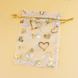 100pcs 7*9cm Multicolor Organza Bags Heart Wedding Drawstring Gift Bag