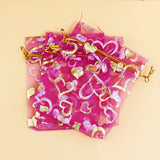 100pcs 7*9cm Multicolor Organza Bags Heart Wedding Drawstring Gift Bag