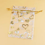 100pcs 7*9cm Multicolor Organza Bags Heart Wedding Drawstring Gift Bag