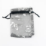 100pcs Silver Butterfly Organza Gift Bags 7x9CM