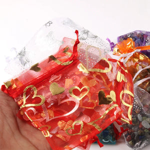100pcs Mixed Drawstring Organza Bags Jewelry Candy Wedding Pouches