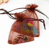 100pcs 7x9cm Coffee Organza Bag Drawstring Pouch