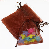 100pcs 7x9cm Coffee Organza Bag Drawstring Pouch
