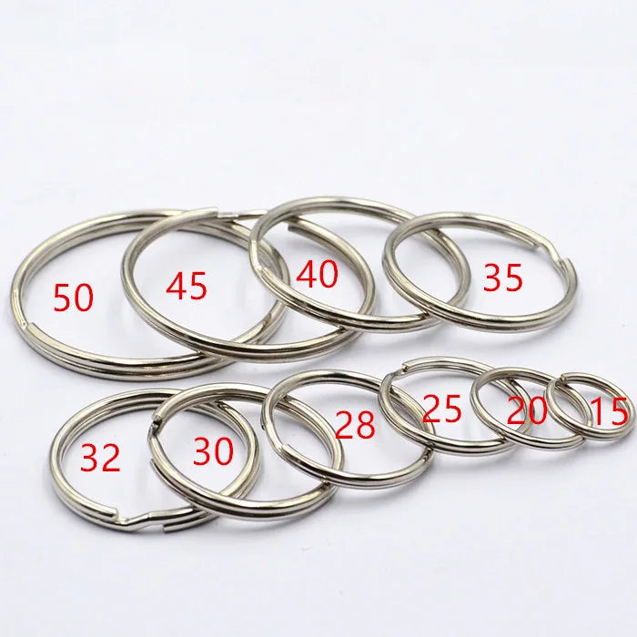 100pcs 8-40mm Steel Double Jump Rings for Jewelry Making DIY Keychain Connectors